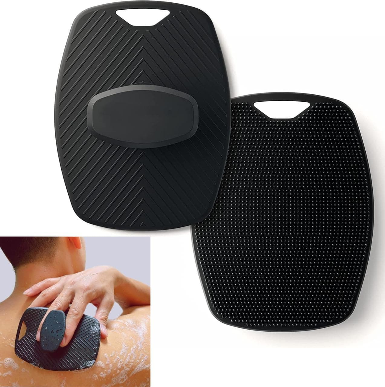 Silicone Body Scrubber for Bath | Shower Scrubber with Lather Boosting for Men | Body Scrubber - Exfoliates & Deep Cleans | Super Soft Silicone Bristles